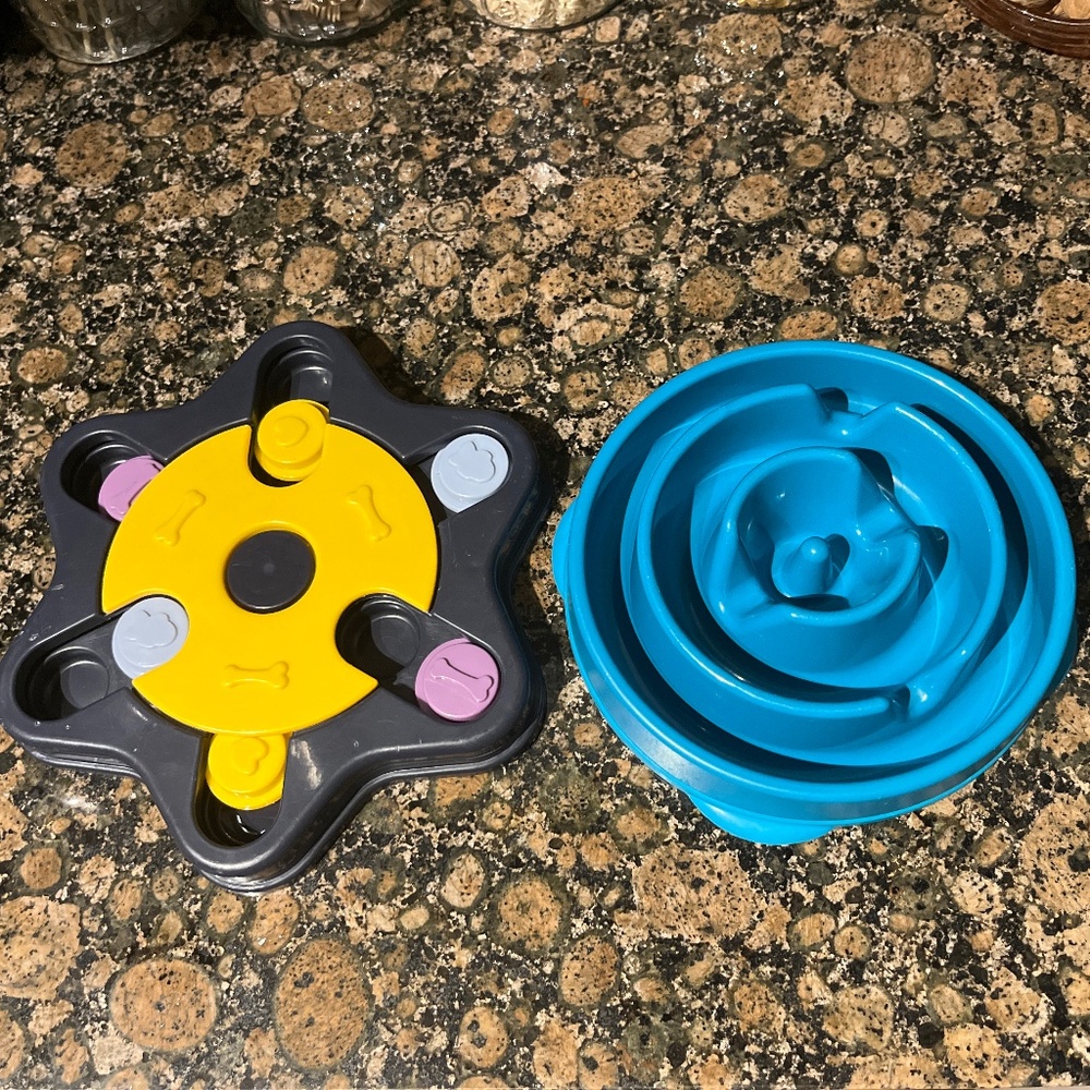 Slow Eater Dog Food Bowl & Treat Puzzle